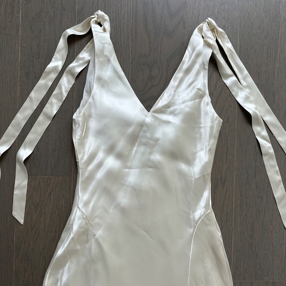 Reformation Pernille Ivory Silk Dress White Wedding Tie Sleeve - XS - with tags - Picture 9 of 14